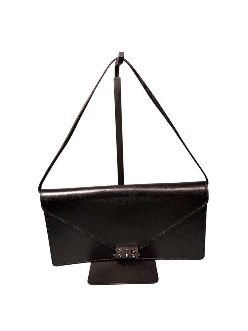 Christian Louboutin Riviera Spike Clutch / Shoulder Bag Black Leather